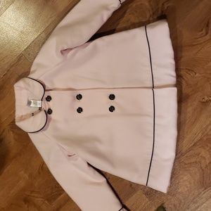 Girls Little Me pink and navy pea coat size 4T